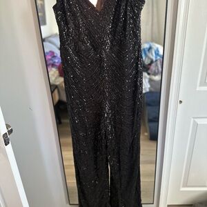 bebe Black Sequin Jumpsuit
